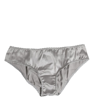 Dolce &amp; Gabbana Gray Silk Stretch Bottom Low Waist Panty Underwear