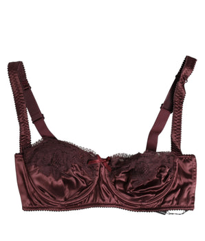 Dolce &amp; Gabbana Burgundy Silk Underwired Balconette Bra Underwear