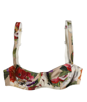 Dolce &amp; Gabbana Beige Floral Balconcino Underwired Bra Underwear
