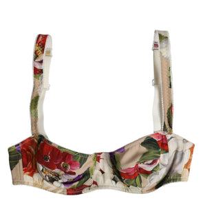 Dolce & Gabbana Beige Floral Balconcino Underwired Bra Underwear