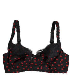Dolce & Gabbana Black Red Polka Dot Underwired Balconette Underwear