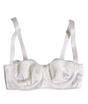 Dolce &amp; Gabbana White Silk Underwired Balconette Bra Underwear