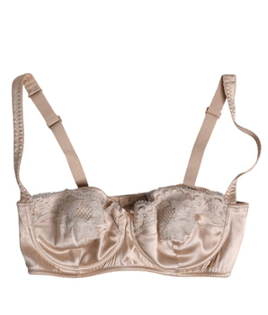 Dolce & Gabbana Biege Silk Underwired Balconette Bra Underwear