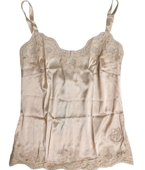 Dolce & Gabbana Beige Lace Silk Satin Tank Lingerie Underwear