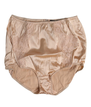 Dolce & Gabbana Beige Silk Lace High Waist Bikini Panty Underwear
