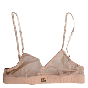 Dolce & Gabbana Powder Pink Nylon DG Logo Non Wire Bra Underwear