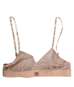 Dolce &amp; Gabbana Powder Pink Nylon DG Logo Non Wire Bra Underwear