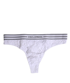 Dolce & Gabbana White Nylon Floral Lace Bottom Panty Underwear