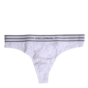 Dolce & Gabbana White Nylon Floral Lace Bottom Panty Underwear