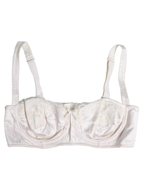 Dolce &amp; Gabbana White Silk Underwired Balconette Bra Underwear
