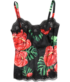 Dolce &amp; Gabbana Multicolor Floral Silk Tank Lingerie Underwear