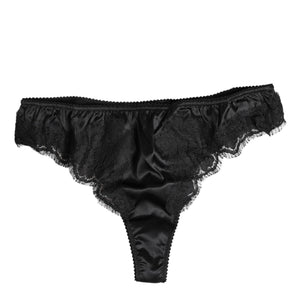 Dolce & Gabbana Black Silk Lace Stretch Bikini Panty Underwear