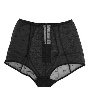 Dolce & Gabbana Black Logo Girdle High Waisted Panty Underwear