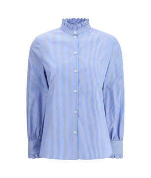 Valentino Blue Cotton Pattern Shirt
