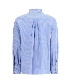 Valentino Blue Cotton Pattern Shirt