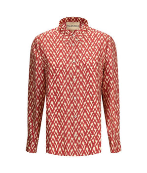 Valentino Red Silk Pattern Shirt