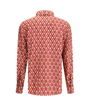 Valentino Red Silk Pattern Shirt