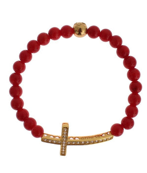 Nialaya Elegant Gold and Red Coral Beaded Bracelet Nialaya 
