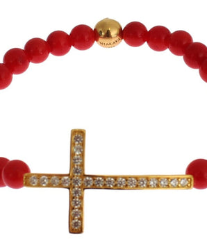 Nialaya Elegant Gold and Red Coral Beaded Bracelet Nialaya 
