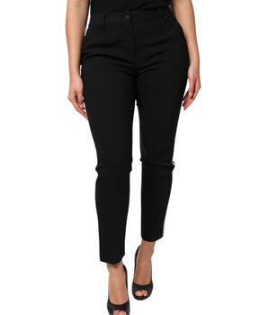 Dolce &amp; Gabbana Black Wool High Waist Tapered Pants
