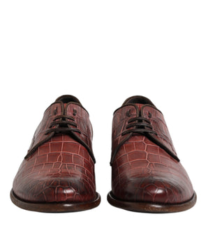 Dolce &amp; Gabbana Burgundy Leather Lace-Up Derby Dress Shoes
