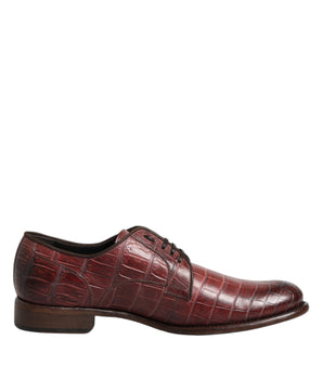 Dolce &amp; Gabbana Burgundy Leather Lace-Up Derby Dress Shoes