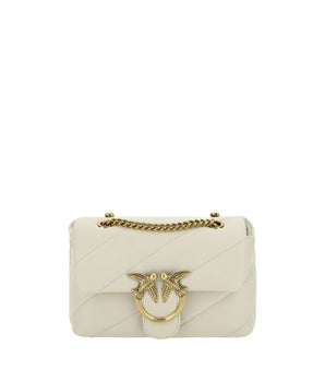 PINKO White Calf Leather Bos Taurus Shoulder Bag