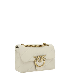 PINKO White Calf Leather Bos Taurus Shoulder Bag