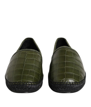 Dolce &amp; Gabbana Green Exotic Leather Espadrilles Slip On Shoes