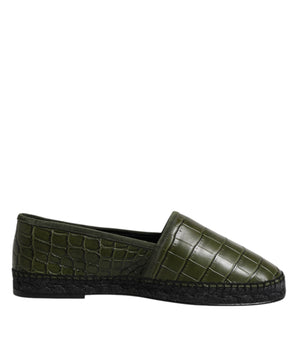 Dolce &amp; Gabbana Green Exotic Leather Espadrilles Slip On Shoes
