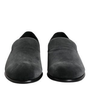 Dolce & Gabbana Black Velvet Slip On Loafers Formal Shoes