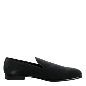 Dolce & Gabbana Black Velvet Slip On Loafers Formal Shoes
