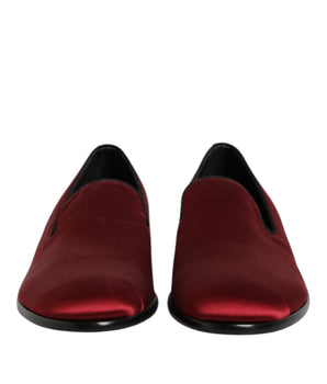Dolce &amp; Gabbana Red Velvet Slip On Loafers Formal Shoes