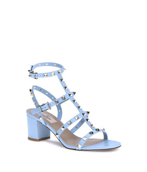 Valentino Garavani Light Blue Calf Leather Bos Taurus Strap-On Sandals