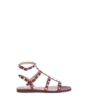 Valentino Garavani Red Calf Leather Bos Taurus Sandals
