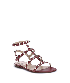 Valentino Garavani Red Calf Leather Bos Taurus Sandals