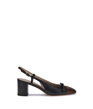 Valentino Garavani Black Calf Leather Bos Taurus Mid Heel Pumps