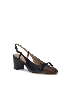 Valentino Garavani Black Calf Leather Bos Taurus Mid Heel Pumps