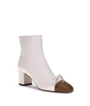 Valentino Garavani Cream Goatskin Ankle Boots