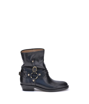 Isabel Marant Black Calf Leather Bos Taurus Ankle Boots