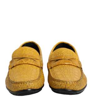 Dolce & Gabbana Yellow Exotic Leather Loafers Slip On Shoes