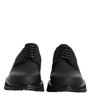 Dolce &amp; Gabbana Black Leather Lace Up Trekking Dress Shoes