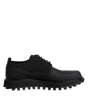 Dolce &amp; Gabbana Black Leather Lace Up Trekking Dress Shoes