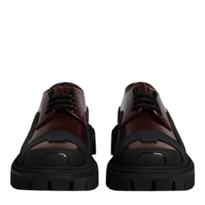 Dolce & Gabbana Red Leather Lace Up Trekking Dress Shoes