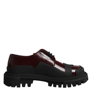 Dolce & Gabbana Red Leather Lace Up Trekking Dress Shoes