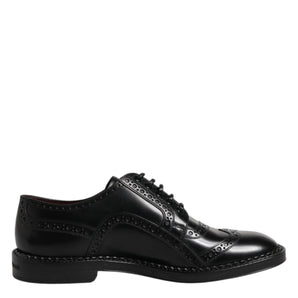 Dolce & Gabbana Black Calf Leather Derby Formal Dress Shoes