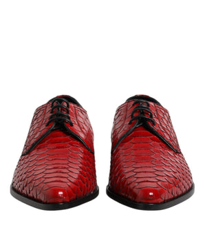 Dolce &amp; Gabbana Red Exotic Leather Lace Up Dress Derby Shoes
