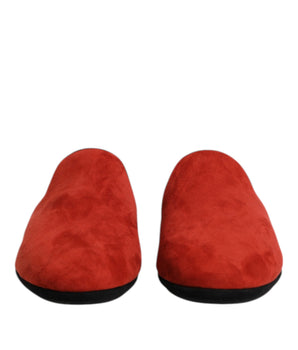 Dolce &amp; Gabbana Orange Suede Slides Flat Slipper Shoes