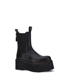 R13 Black Calf Leather Bos Taurus Chelsea Boots