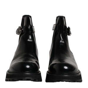 Dolce & Gabbana Black Belted DG Logo Men Chelsea Boots Shoes